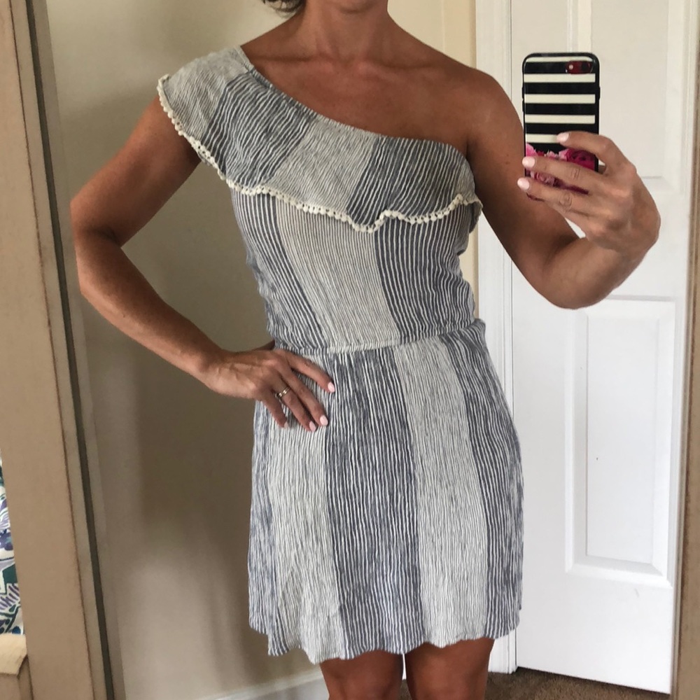 One Shoulder Striped Dress